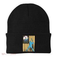 Ice Cream Drip Baseball Bat Baseball Player 4th Of July Beanie thumb 0