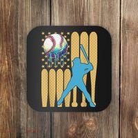 Ice Cream Drip Baseball Bat Baseball Player 4th Of July Coaster thumb 0