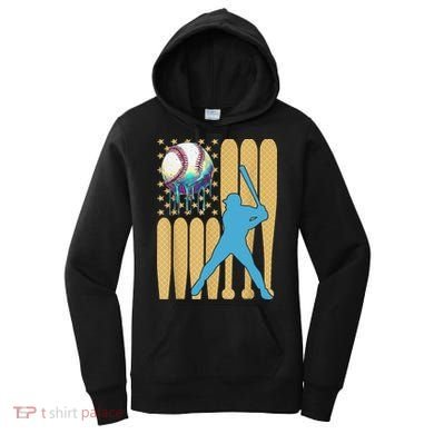 Ice Cream Drip Baseball Bat Baseball Player 4th Of July Women's Hoodie