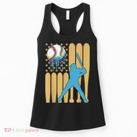 Ice Cream Drip Baseball Bat Baseball Player 4th Of July Women's Tank Top thumb 0