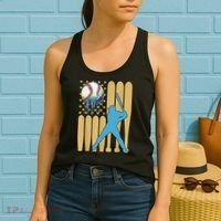 Ice Cream Drip Baseball Bat Baseball Player 4th Of July Women's Tank Top thumb 2
