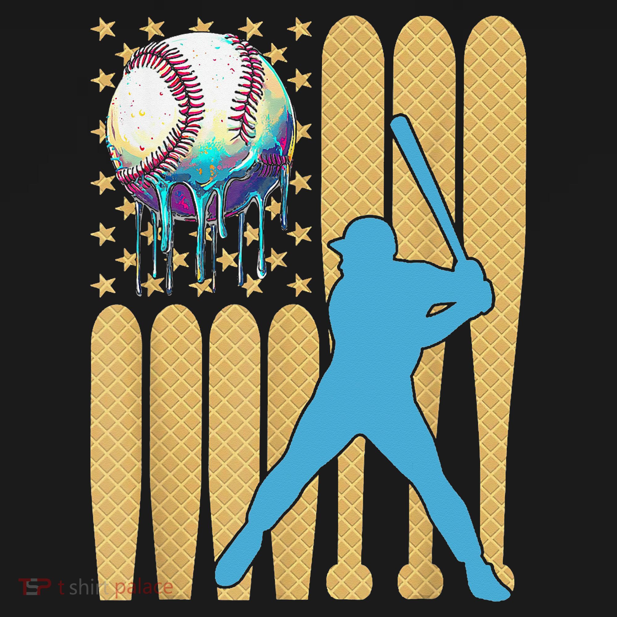 Ice Cream Drip Baseball Bat Baseball Player 4th Of July Women's Tank Top