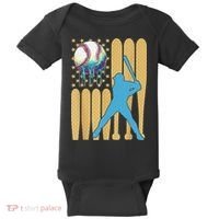 Ice Cream Drip Baseball Bat Baseball Player 4th Of July Baby Bodysuit thumb 0