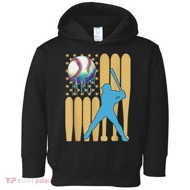 Ice Cream Drip Baseball Bat Baseball Player 4th Of July Toddler Hoodie