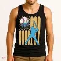Ice Cream Drip Baseball Bat Baseball Player 4th Of July Tank Top thumb 3