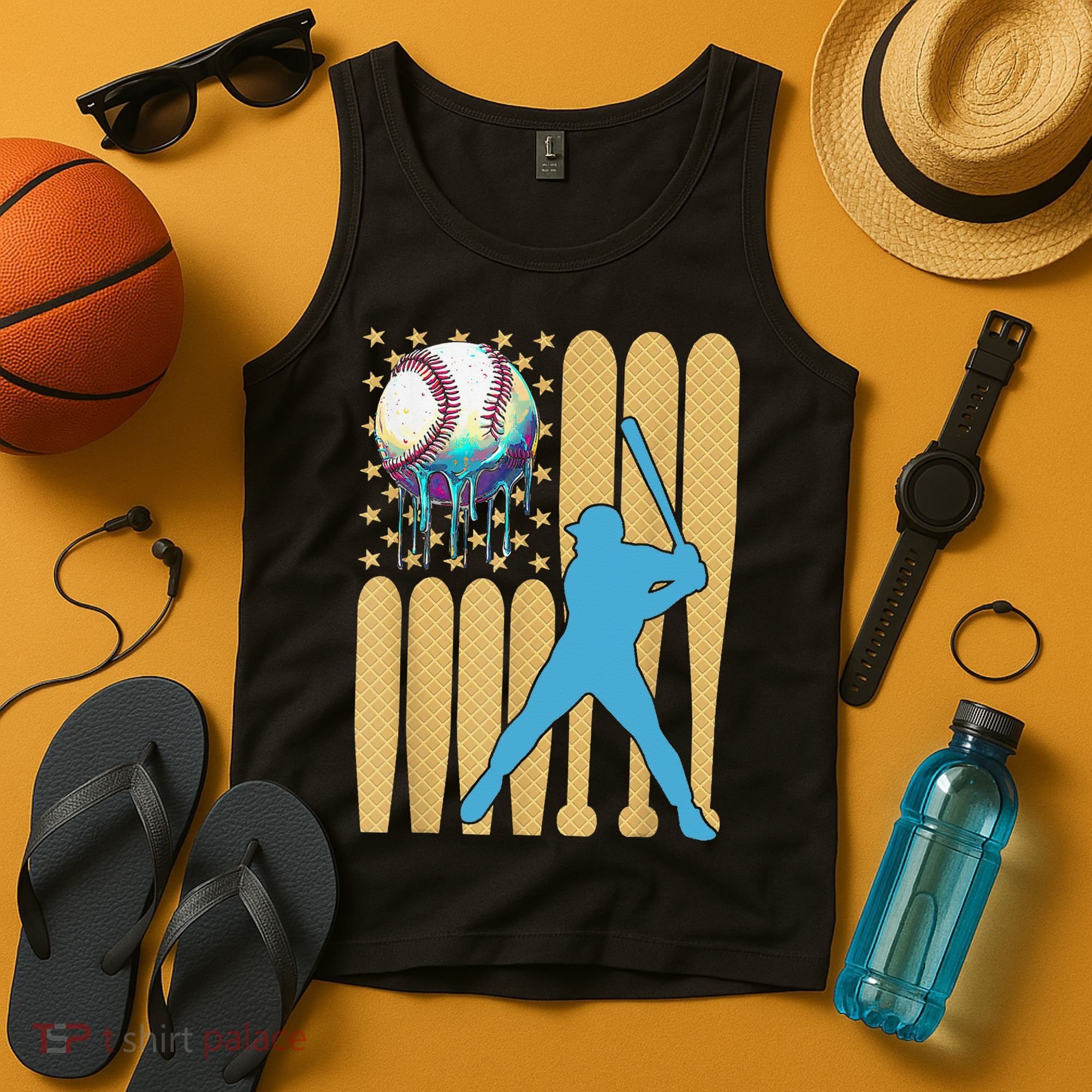 Ice Cream Drip Baseball Bat Baseball Player 4th Of July Tank Top