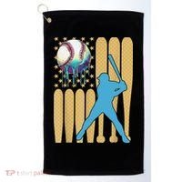 Ice Cream Drip Baseball Bat Baseball Player 4th Of July Golf Towel thumb 0