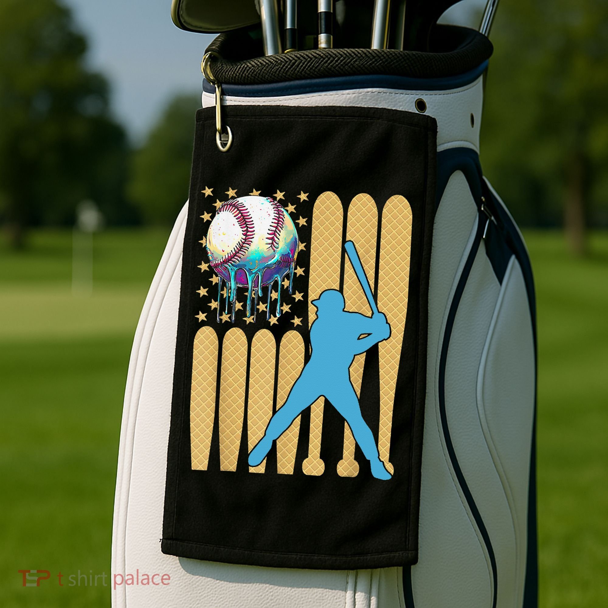 Ice Cream Drip Baseball Bat Baseball Player 4th Of July Golf Towel