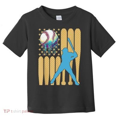 Ice Cream Drip Baseball Bat Baseball Player 4th Of July Toddler T-Shirt