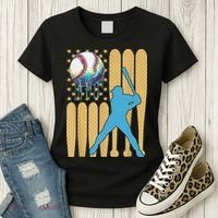 Ice Cream Drip Baseball Bat Baseball Player 4th Of July Women's T-Shirt thumb 3