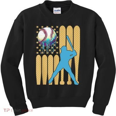 Ice Cream Drip Baseball Bat Baseball Player 4th Of July Kids Sweatshirt