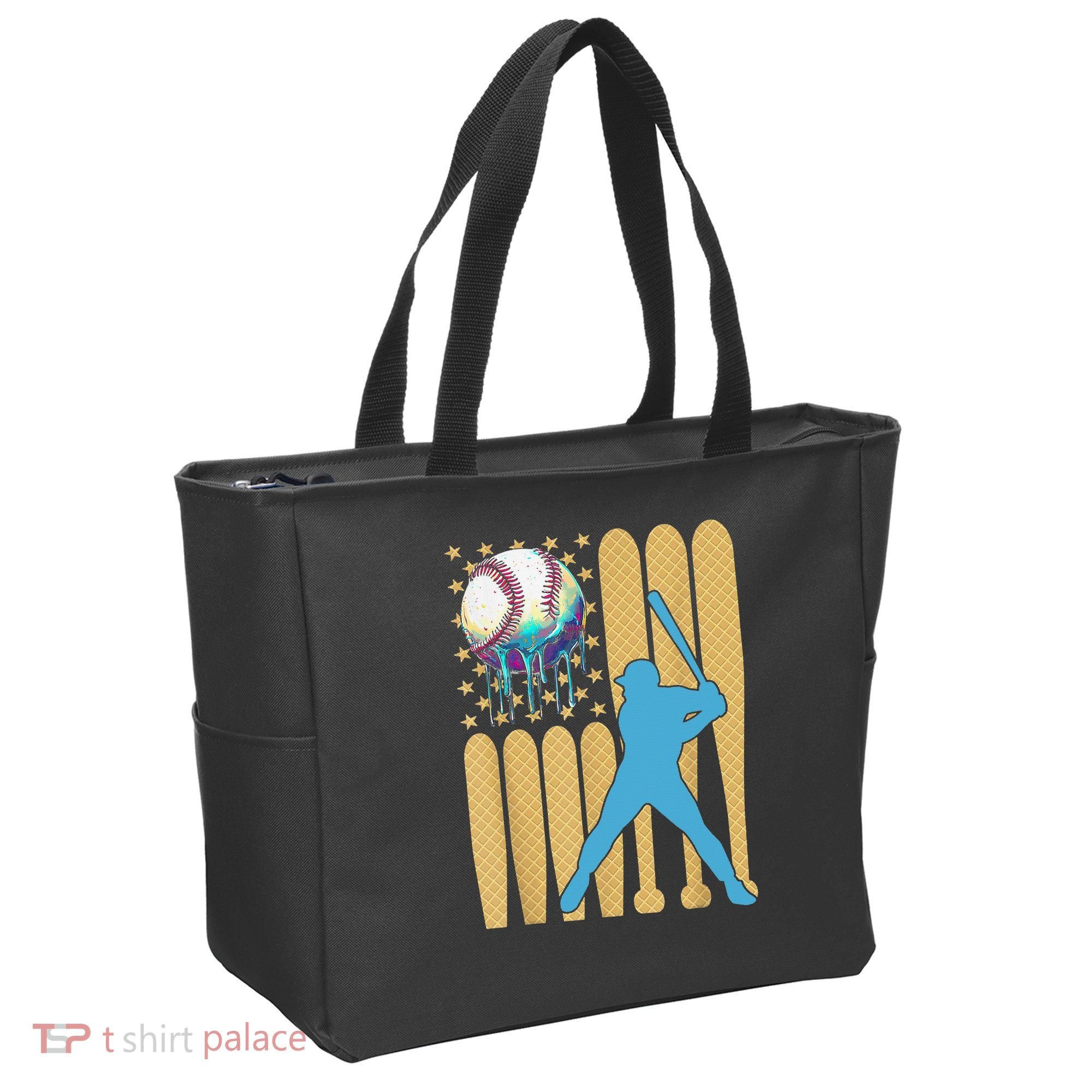 Ice Cream Drip Baseball Bat Baseball Player 4th Of July Tote Bag