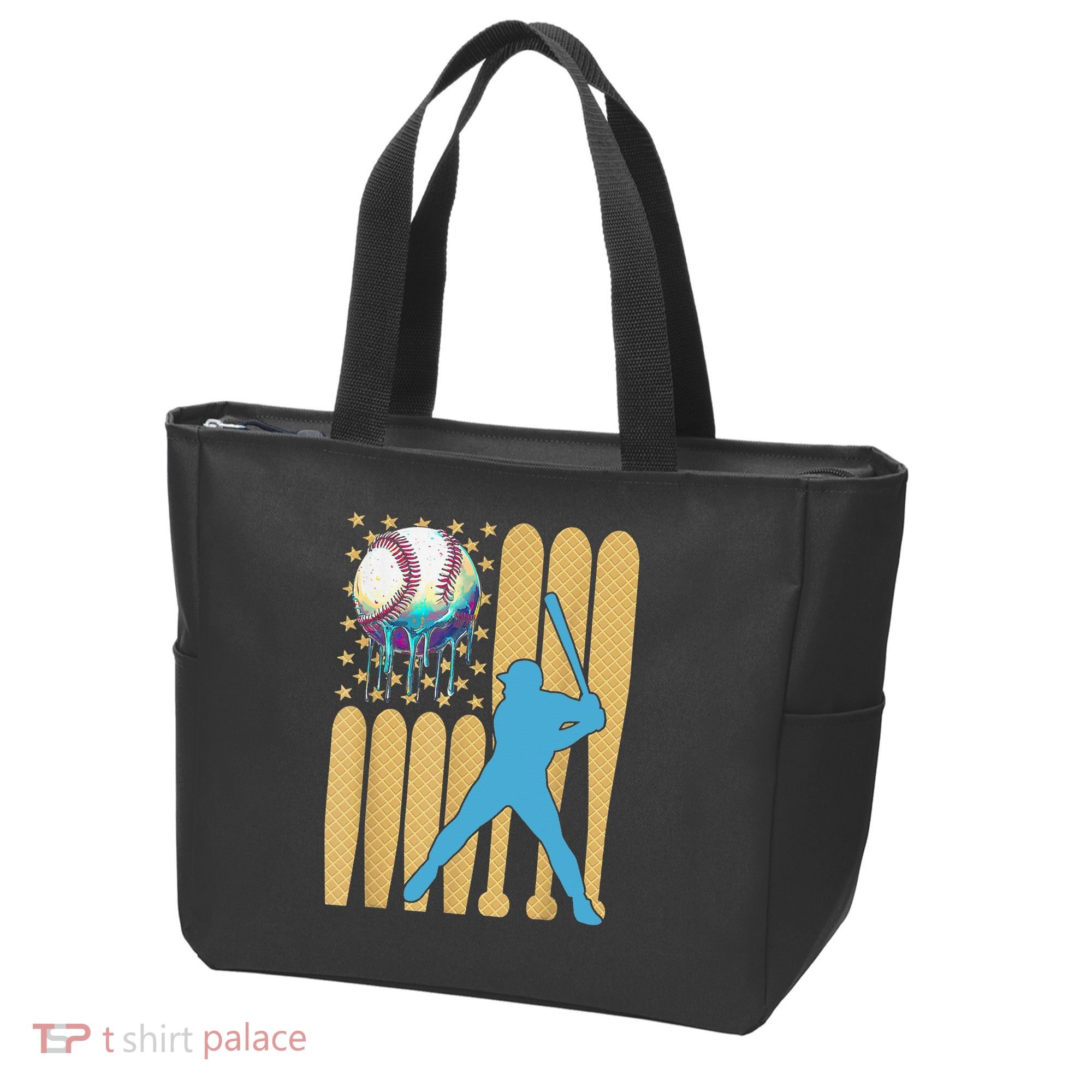 Ice Cream Drip Baseball Bat Baseball Player 4th Of July Tote Bag