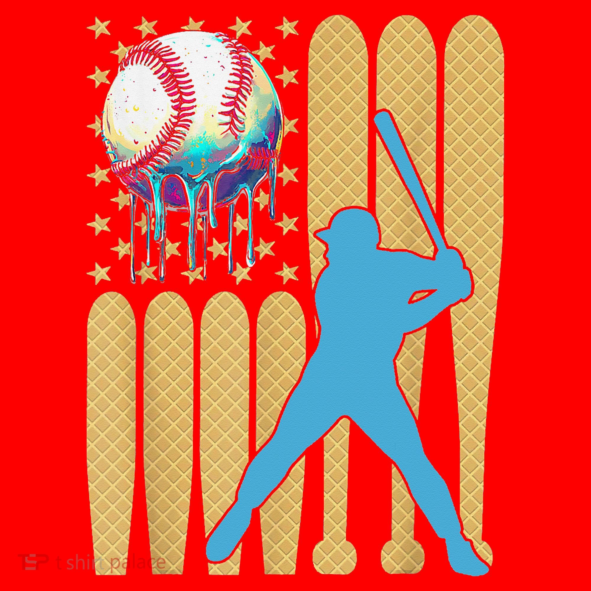 Ice Cream Drip Baseball Bat Baseball Player 4th Of July Santa Hat