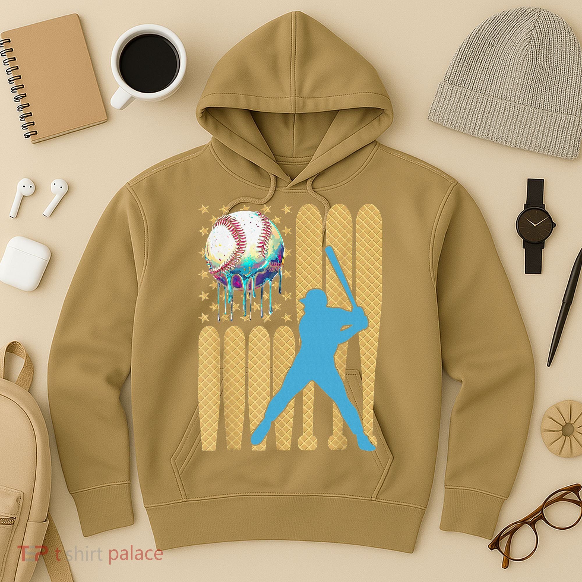 Ice Cream Drip Baseball Bat Baseball Player 4th Of July Hoodie