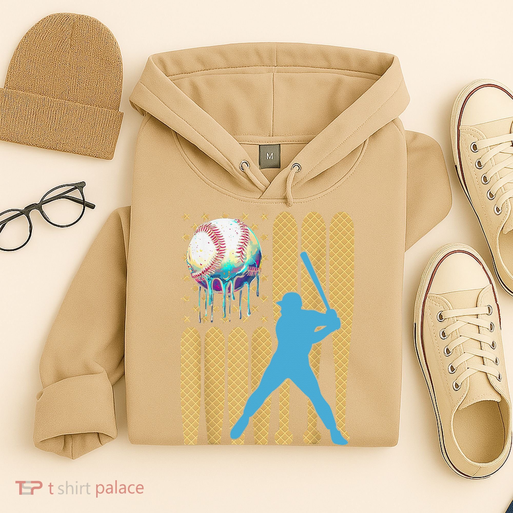 Ice Cream Drip Baseball Bat Baseball Player 4th Of July Hoodie
