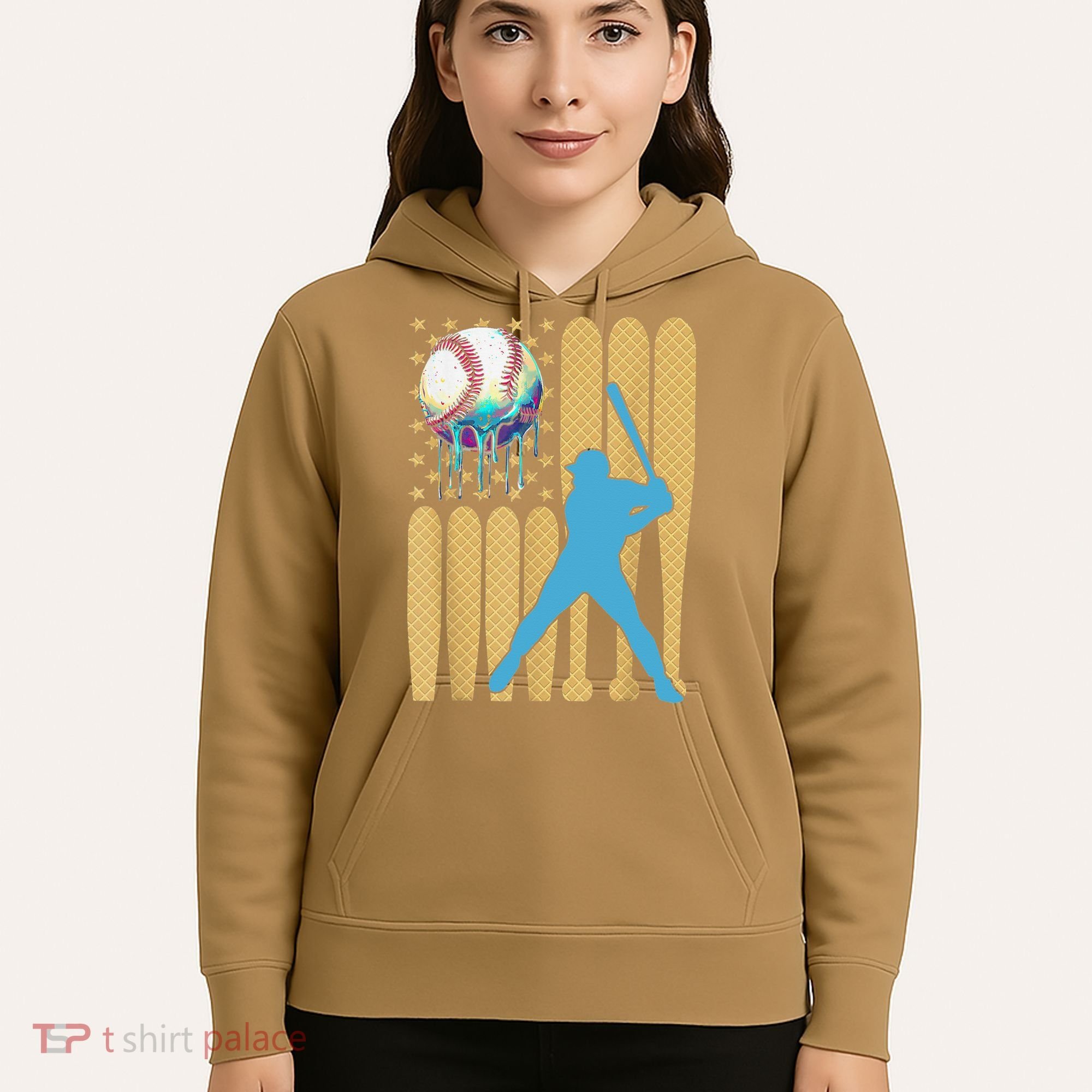Ice Cream Drip Baseball Bat Baseball Player 4th Of July Hoodie