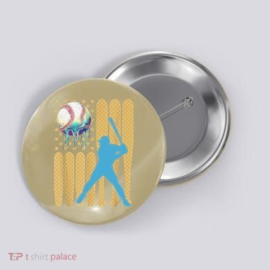 Ice Cream Drip Baseball Bat Baseball Player 4th Of July Button