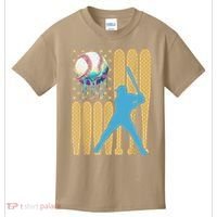 Ice Cream Drip Baseball Bat Baseball Player 4th Of July Kids T-Shirt thumb 0
