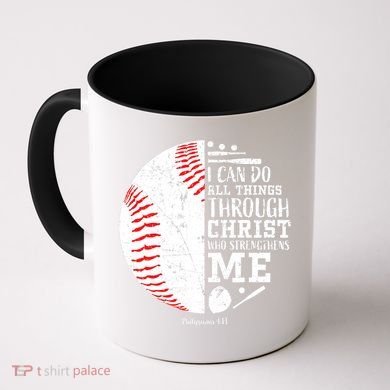 I Can Do All Things Through Christ Who Strengthens Me Baseball Coffee Mug