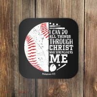I Can Do All Things Through Christ Who Strengthens Me Baseball Coaster thumb 0