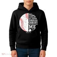I Can Do All Things Through Christ Who Strengthens Me Baseball Kids Hoodie thumb 4
