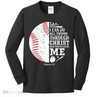 I Can Do All Things Through Christ Who Strengthens Me Baseball Kids Long Sleeve Shirt thumb 0