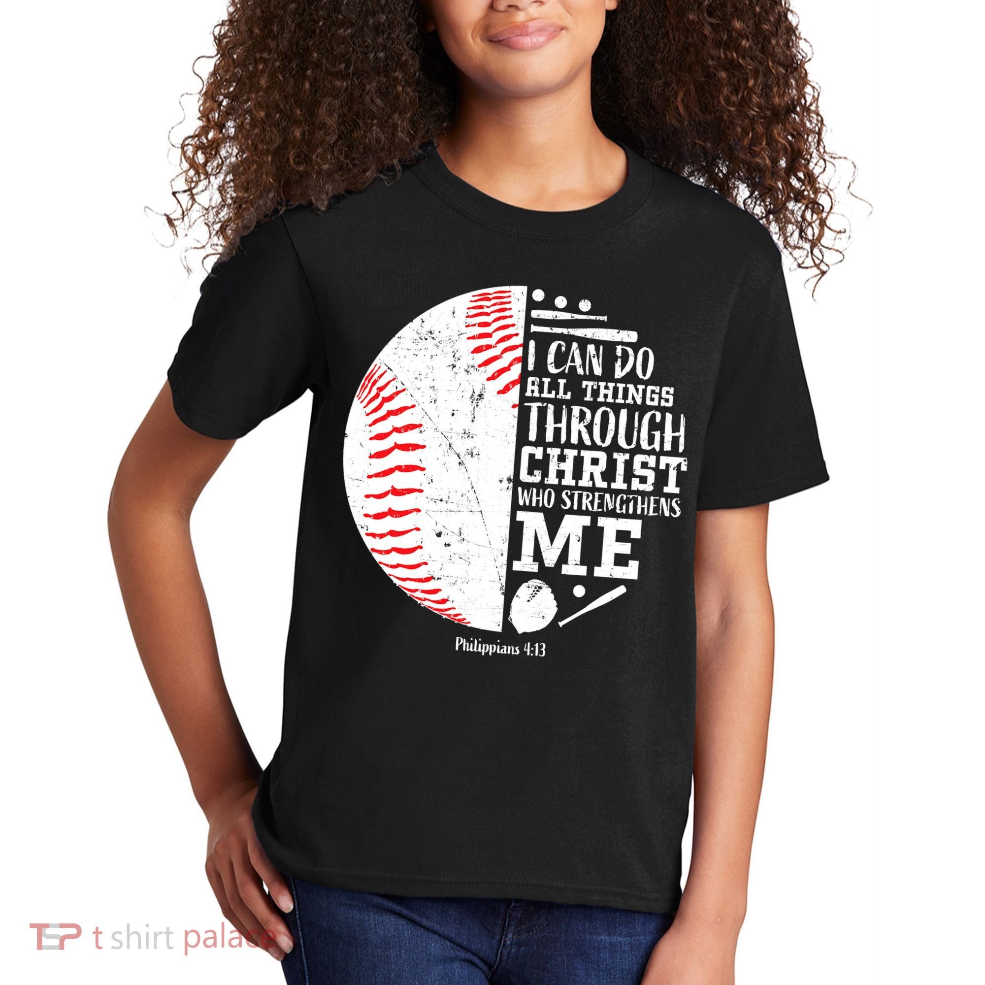 I Can Do All Things Through Christ Who Strengthens Me Baseball Kids T-Shirt