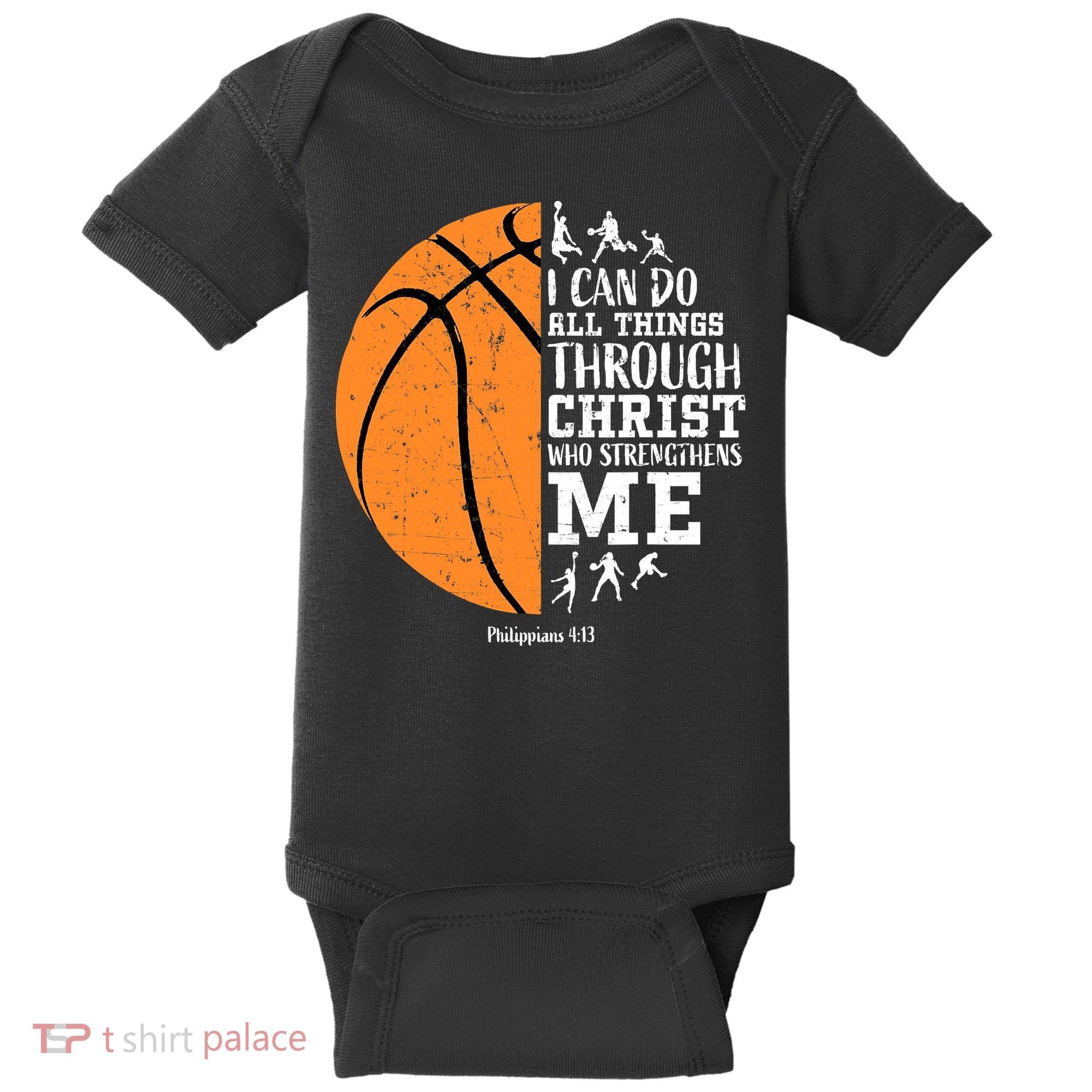 I Can Do All Things Through Christ Who Strengthens Me Basketball Baby Bodysuit