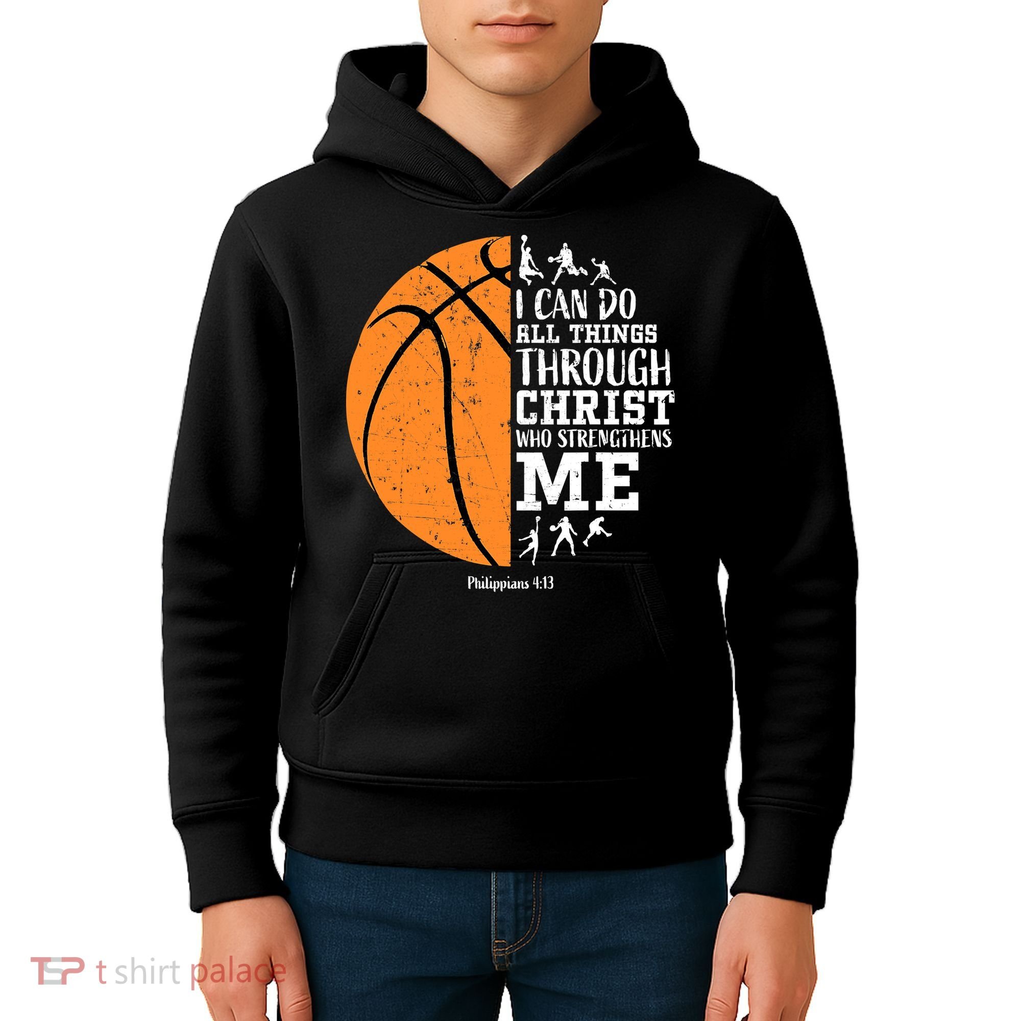 I Can Do All Things Through Christ Who Strengthens Me Basketball Kids Hoodie