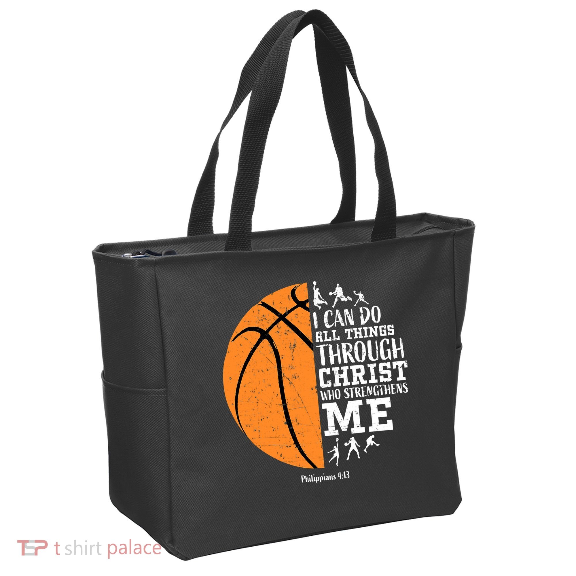 I Can Do All Things Through Christ Who Strengthens Me Basketball Tote Bag