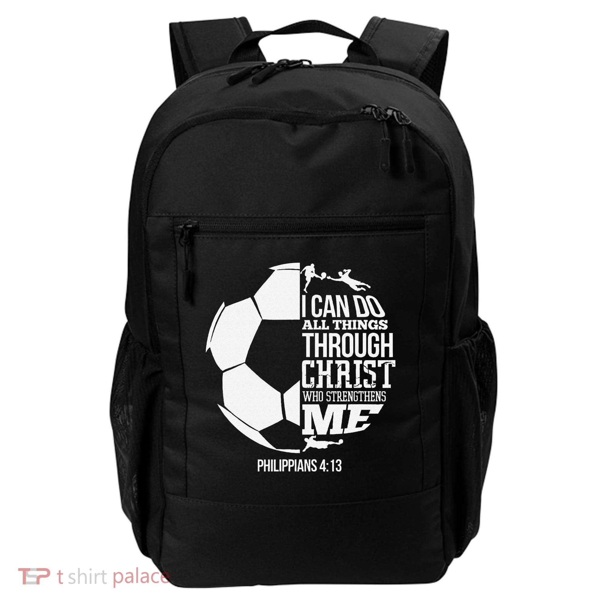 I Can Do All Things Through Christ Soccer Player Christian Backpack