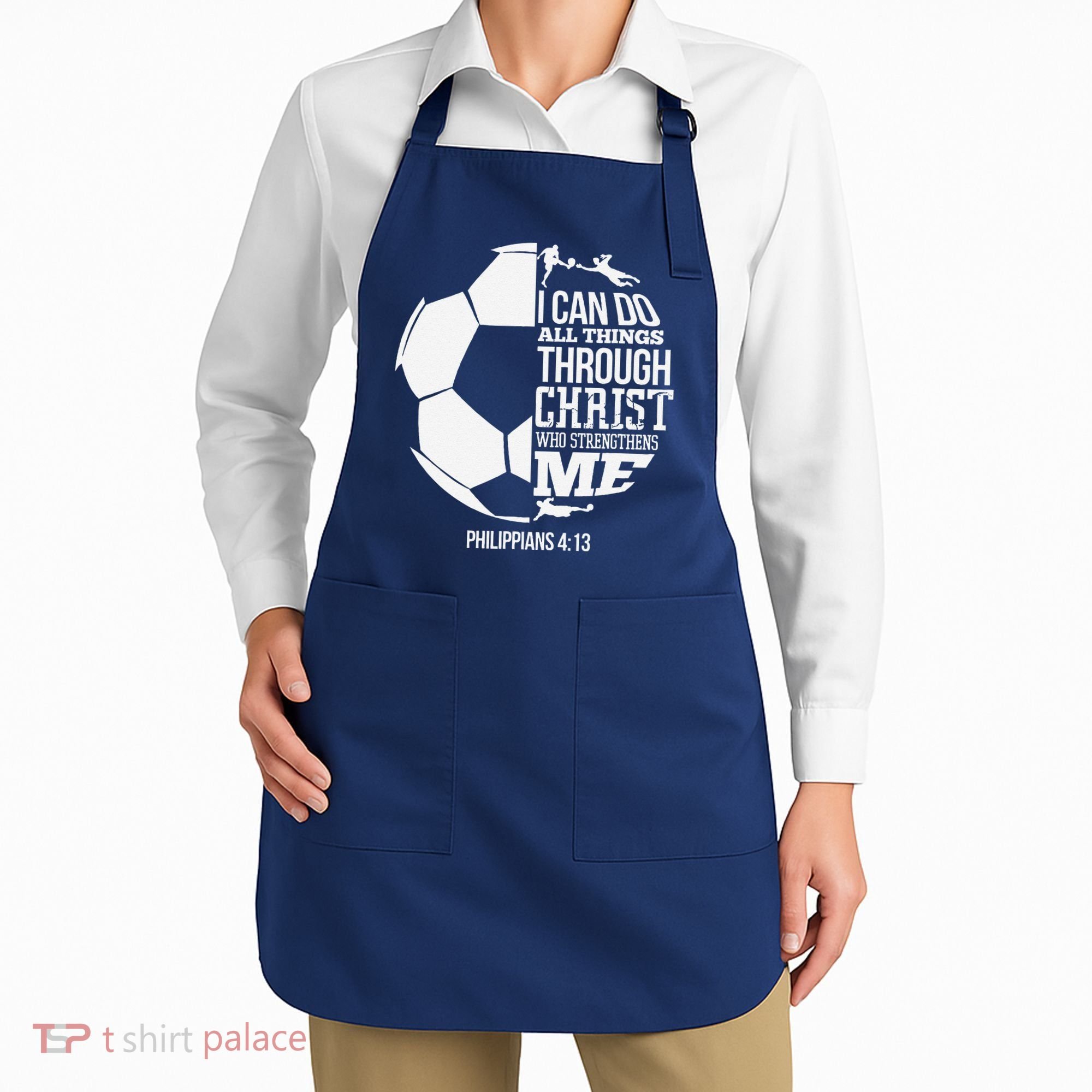 I Can Do All Things Through Christ Soccer Player Christian Apron