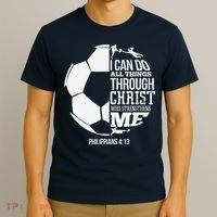 I Can Do All Things Through Christ Soccer Player Christian T-Shirt thumb 3