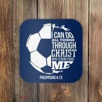 I Can Do All Things Through Christ Soccer Player Christian Coaster thumb 0