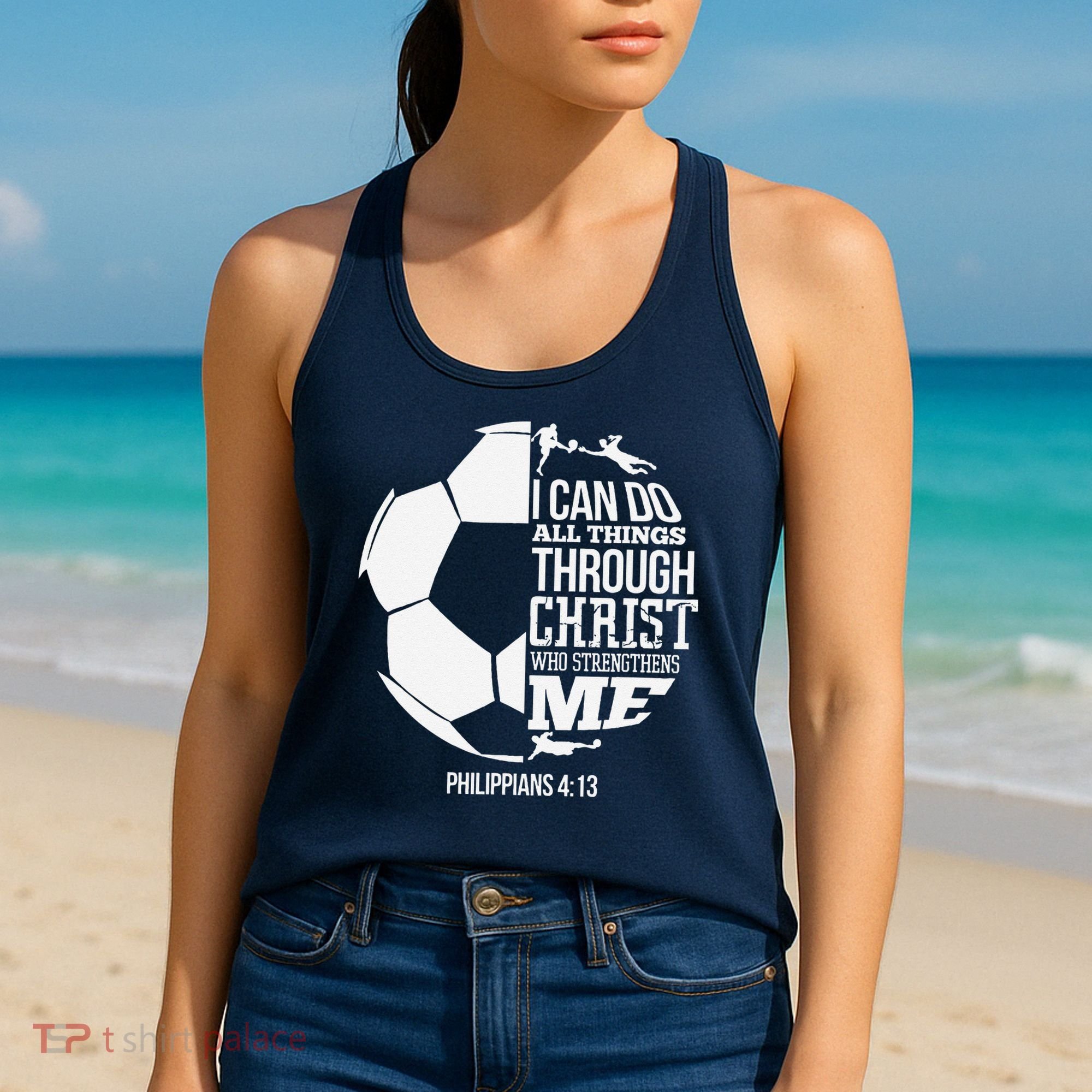 I Can Do All Things Through Christ Soccer Player Christian Women's Tank Top