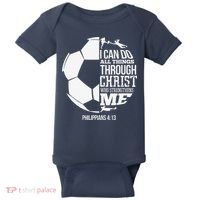 I Can Do All Things Through Christ Soccer Player Christian Baby Bodysuit thumb 0