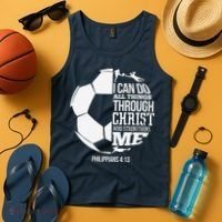 I Can Do All Things Through Christ Soccer Player Christian Tank Top thumb 4