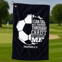 I Can Do All Things Through Christ Soccer Player Christian Golf Towel thumb 1