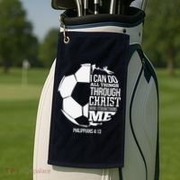 I Can Do All Things Through Christ Soccer Player Christian Golf Towel thumb 2