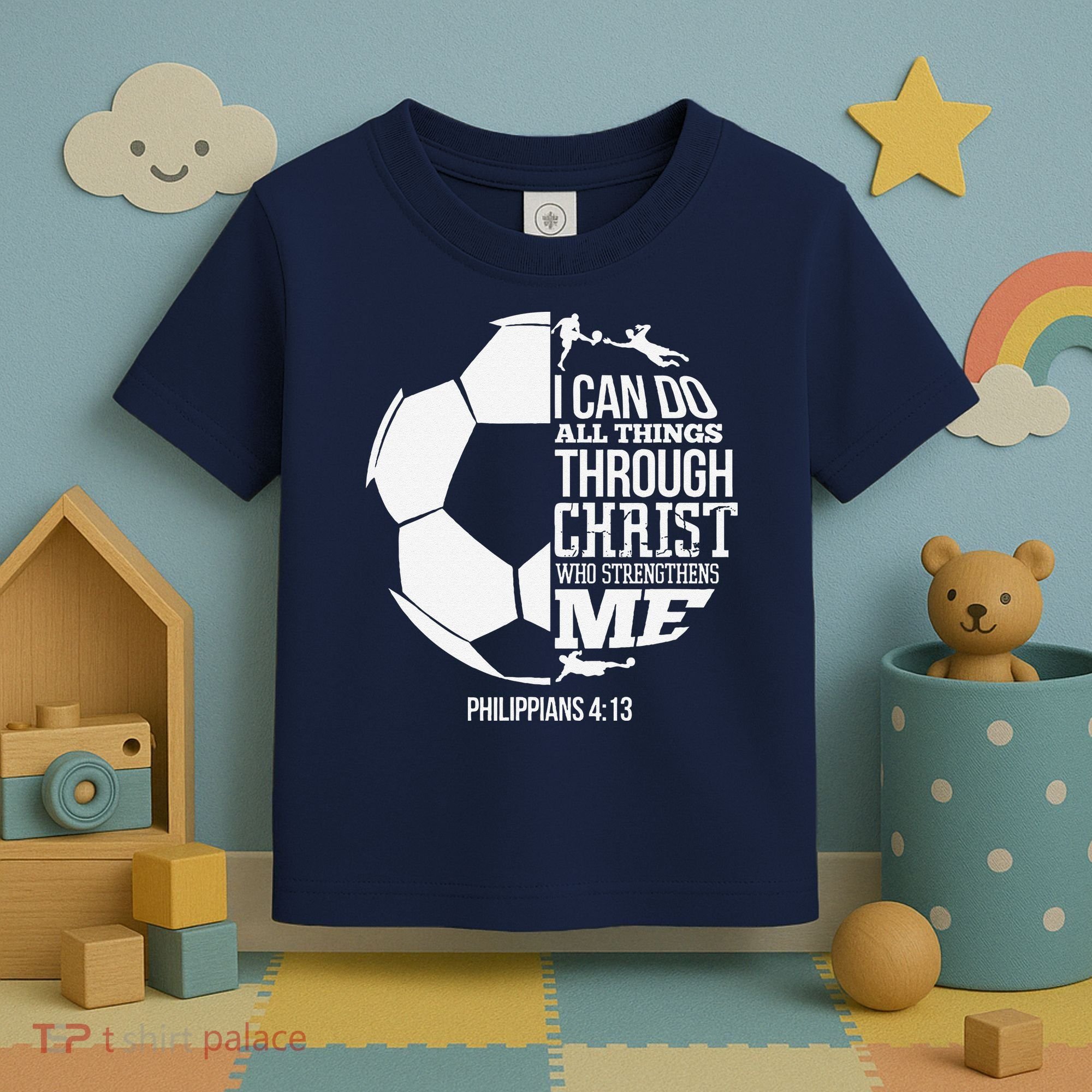 I Can Do All Things Through Christ Soccer Player Christian Toddler T-Shirt