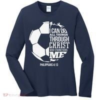 I Can Do All Things Through Christ Soccer Player Christian Women's Long Sleeve Shirt thumb 0
