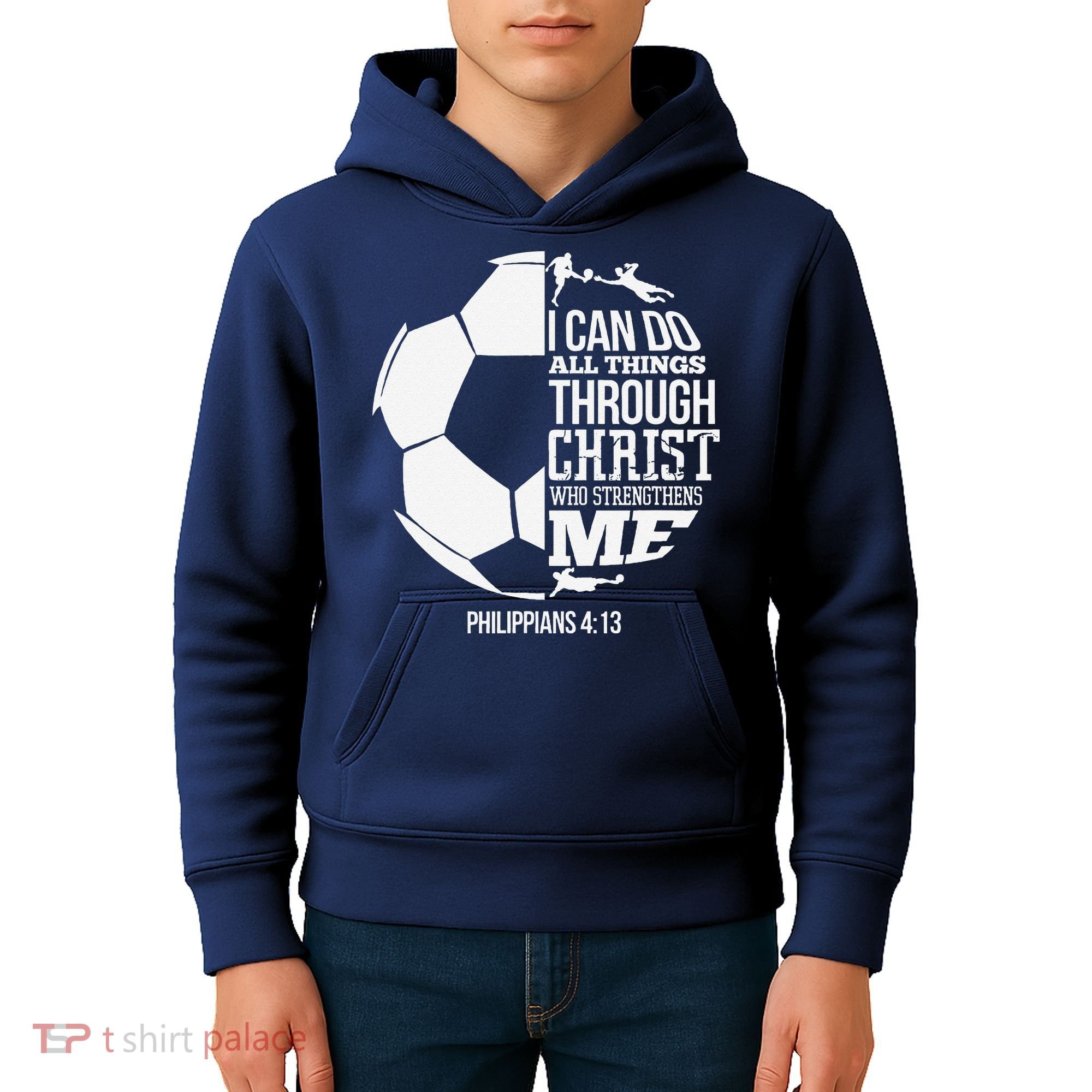 I Can Do All Things Through Christ Soccer Player Christian Kids Hoodie