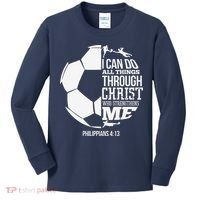 I Can Do All Things Through Christ Soccer Player Christian Kids Long Sleeve Shirt thumb 0