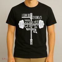 I Can Do All Things Through Christ Christian Bible Workout T-Shirt thumb 3