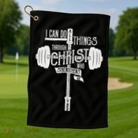I Can Do All Things Through Christ Christian Bible Workout Golf Towel thumb 1