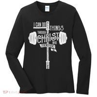 I Can Do All Things Through Christ Christian Bible Workout Women's Long Sleeve Shirt thumb 0