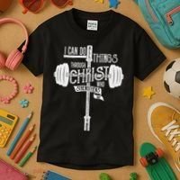 I Can Do All Things Through Christ Christian Bible Workout Kids T-Shirt thumb 3