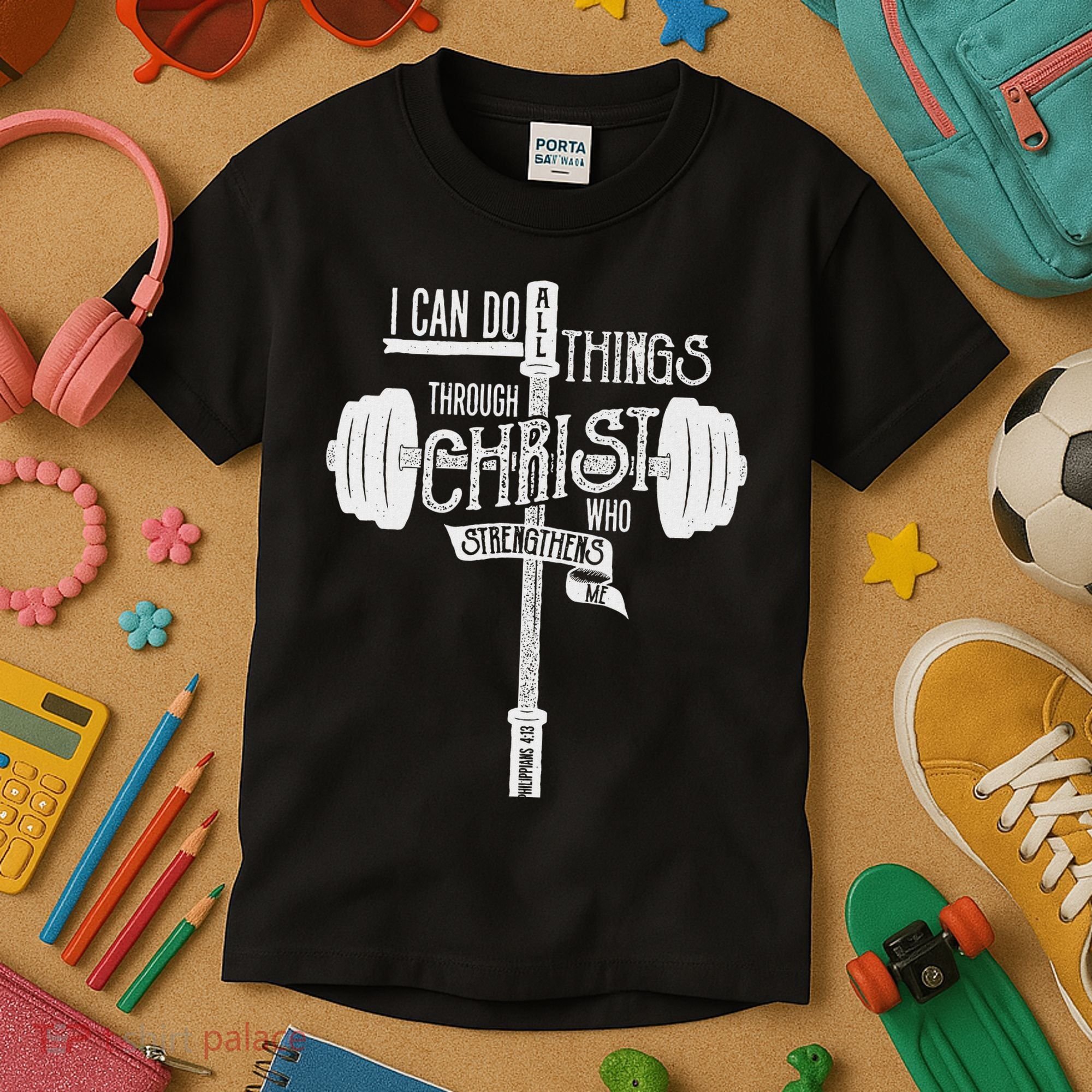 I Can Do All Things Through Christ Christian Bible Workout Kids T-Shirt