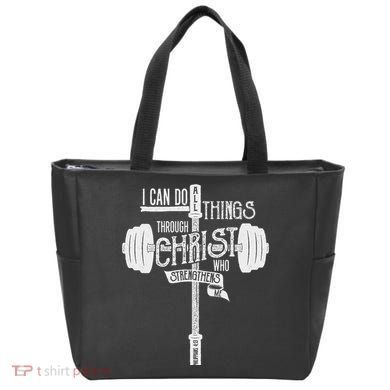 I Can Do All Things Through Christ Christian Bible Workout Tote Bag